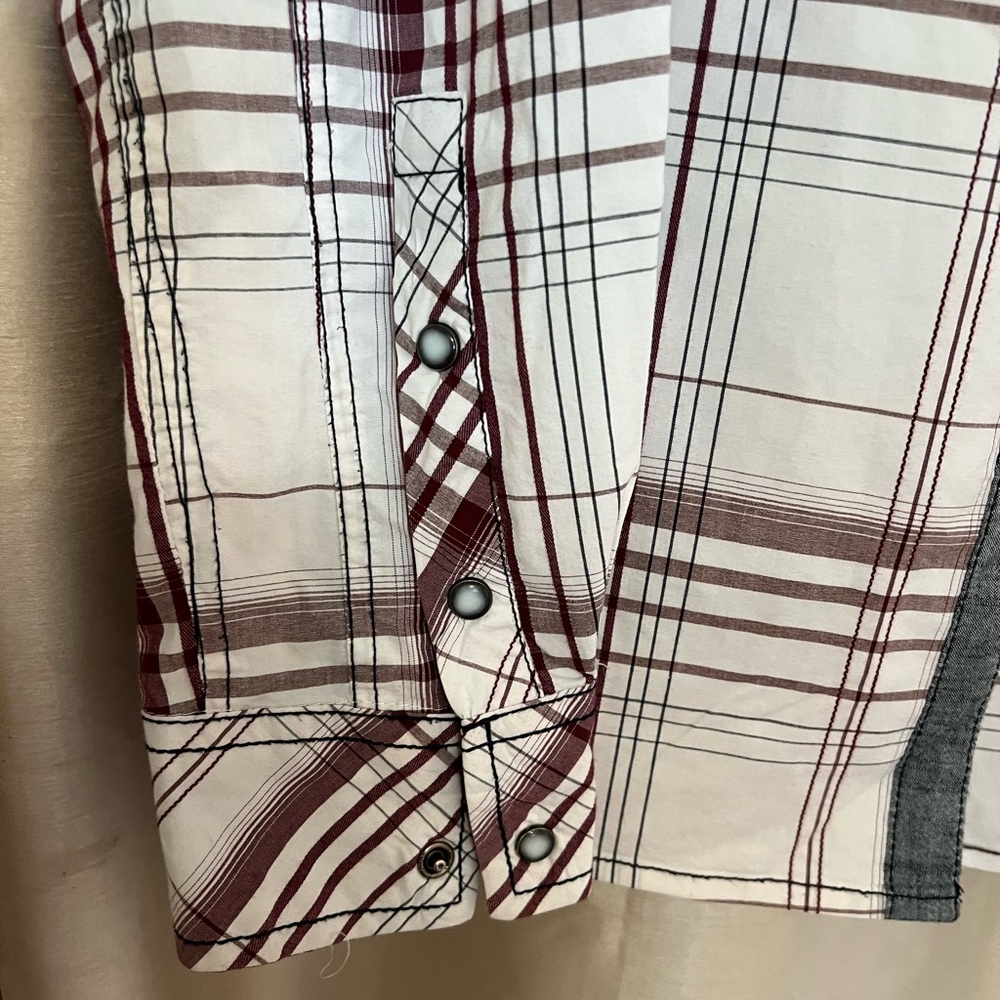 BKE Maroon and White Plaid Shirt - Picture 2 of 5